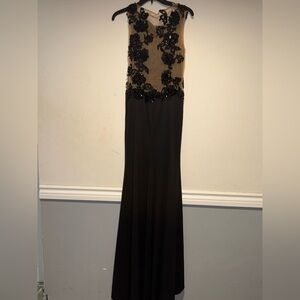 Elegant Black and Tan Evening Gown